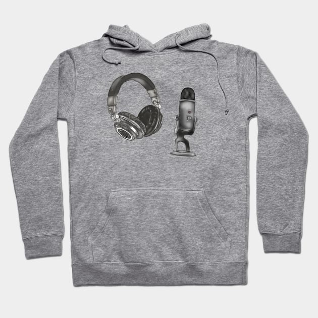 Black Headphones and Microphone Hoodie by HB Loves Crafts